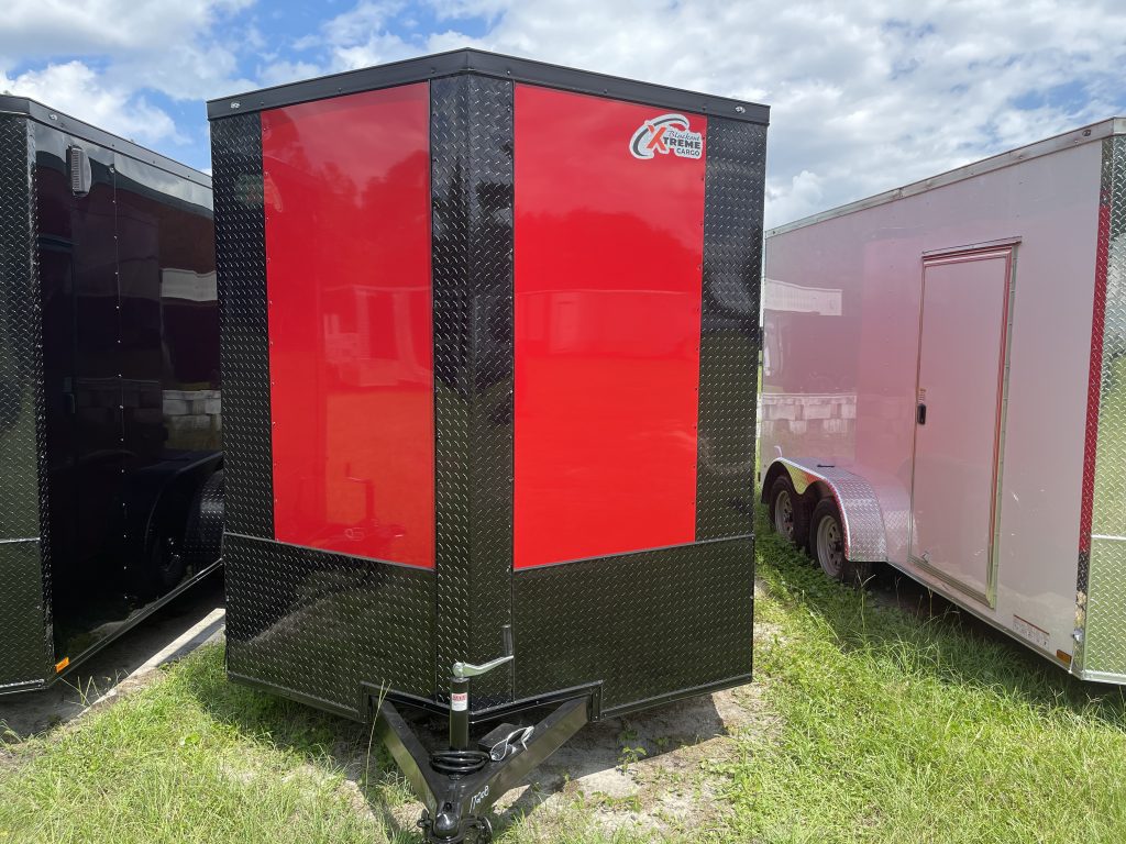 7 x 14 Xtreme Cargo Trailer – Red Blackout Package Built for Work