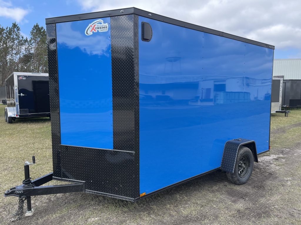 6 x 12 Cargo Trailer – Electric Blue Blackout Package