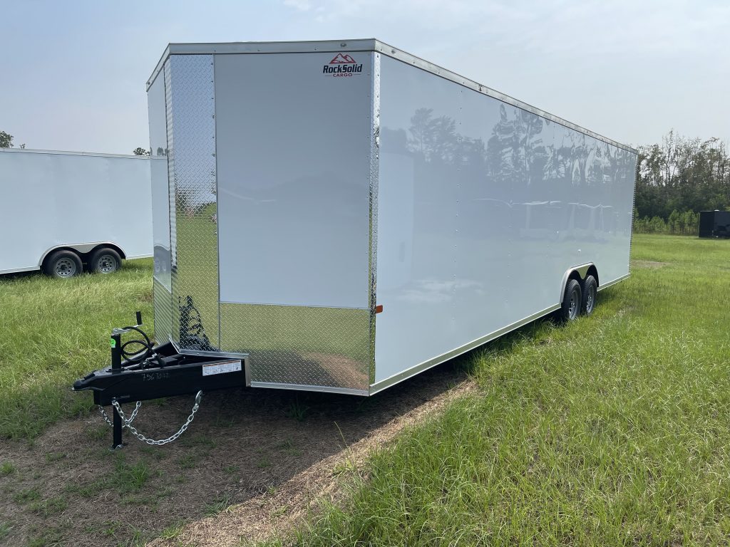 8.5 x 28 Cargo Trailer | Rock Solid Enclosed Trailer | White Polycore | Cargo Trailer Depot