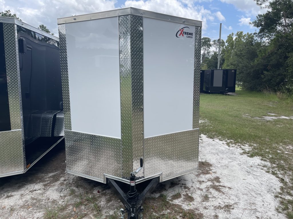 6 x 12 Single Axle Xtreme Cargo Trailer with Ramp Door – White Poly Core Exterior