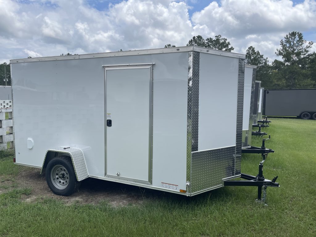 6 x 12 Single Axle Xtreme Cargo Trailer with Ramp Door – White Poly Core Exterior