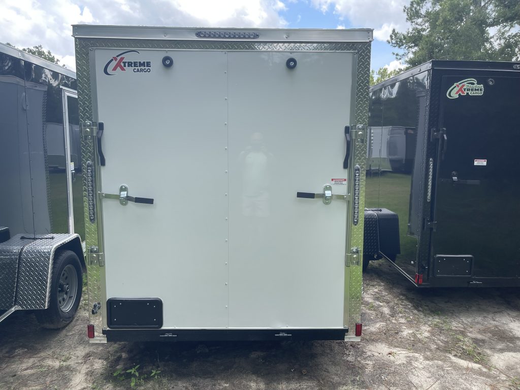 6 x 12 Single Axle Xtreme Cargo Trailer with Ramp Door – White Poly Core Exterior