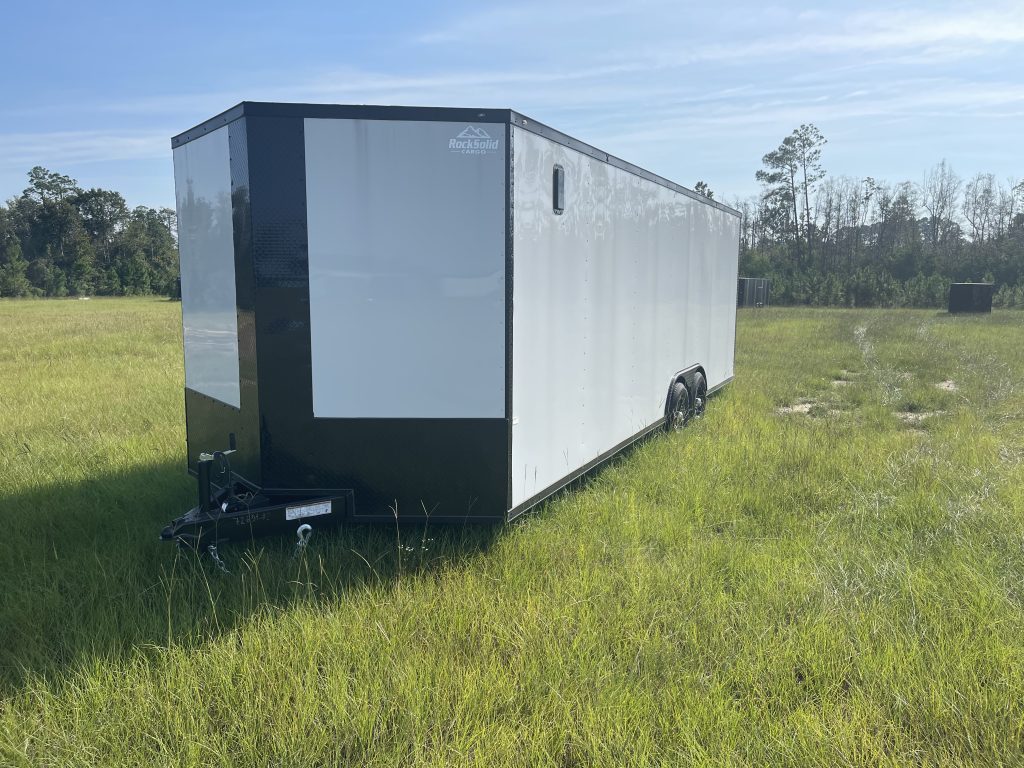 8.5×24 White Rock Solid Cargo Trailer with Blackout Special