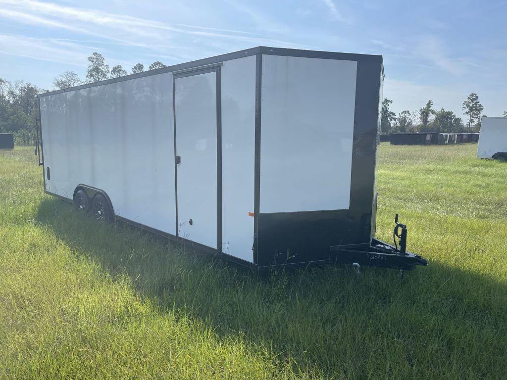 8.5×24 White Rock Solid Cargo Trailer with Blackout Special