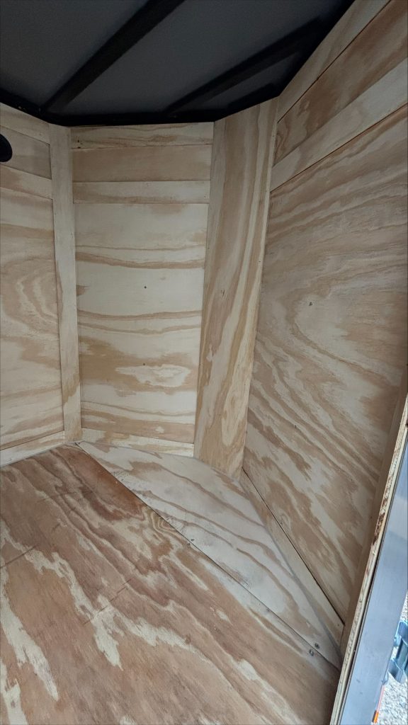 5x8 enclosed cargo trailer for sale - plywood-lined interior front
